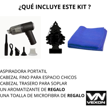 ASPIRADORA AUTOMOTRIZ + AROMATIZANTE DE REGALO